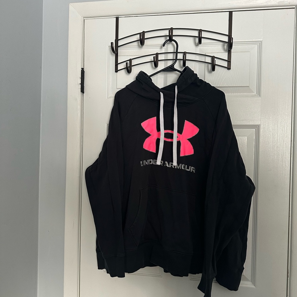 Under Armour Black Hoodie with Pink Logo size 3X